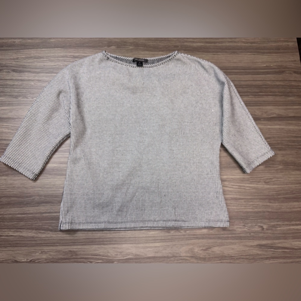 St. John Black and White Checked Top Size Medium